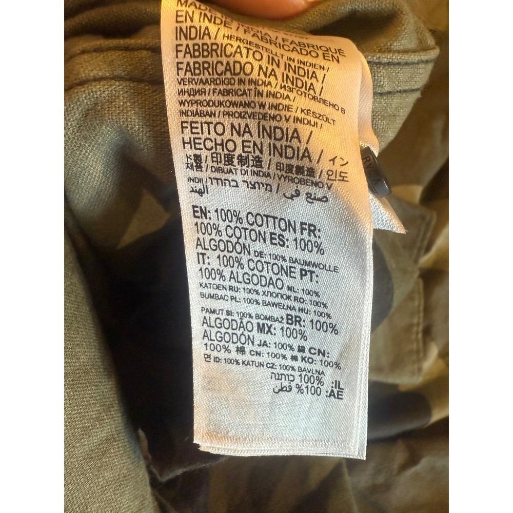 RVCA Mens Camo Button Down Shirt Regular Fit Long Sleeve Cotton Green Large - Picture 6 of 6